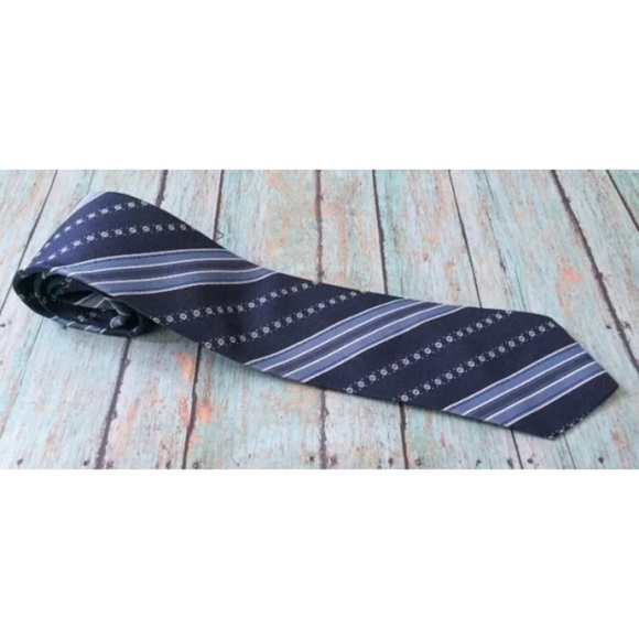 Vintage Other - Count Dino Tie Italian Style Blue Striped Necktie Retro Classy Neckwear